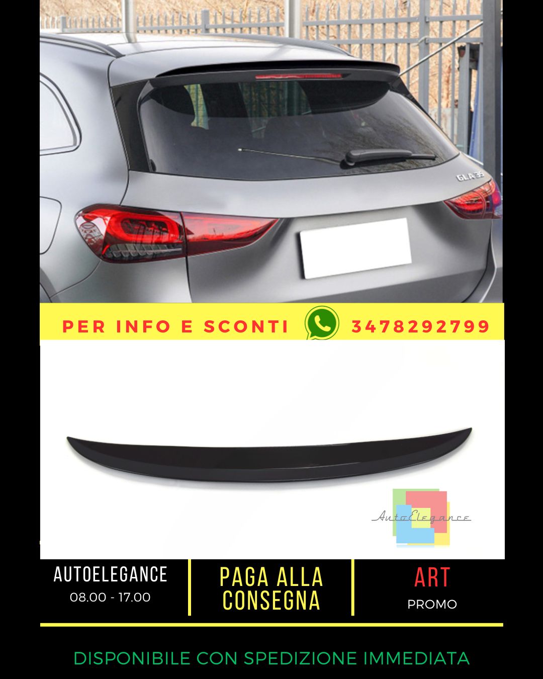 🔥SPOILER NERO LUCIDO ADATTO PER Mercedes GLA X157🔥