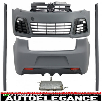 kit carrozzeria adatto per vw golf vi 6 mk6 (2008-2013) design r20 con minigonne laterali e sistema di scarico completo marmitta catback