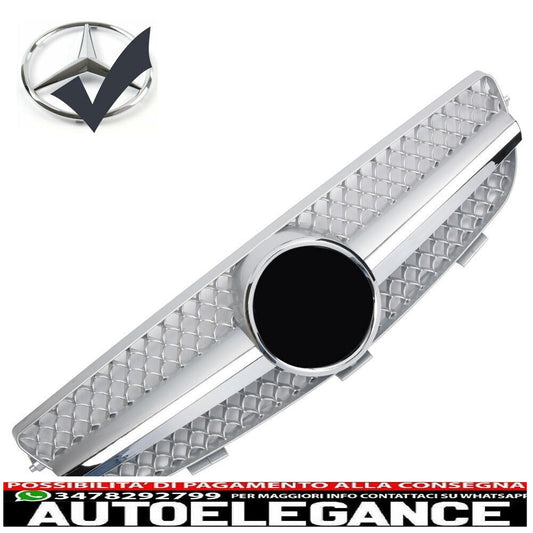 Sports radiator grille for Mercedes W209 CLK silver + chrome