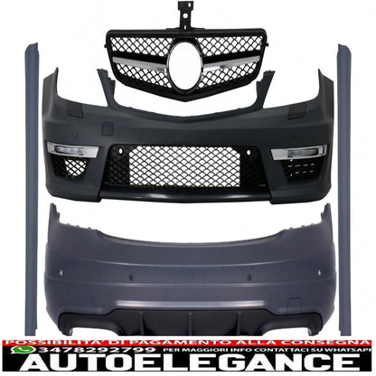 body kit suitable for mercedes c-class w204 restyling c63 design with glossy black sports front grille