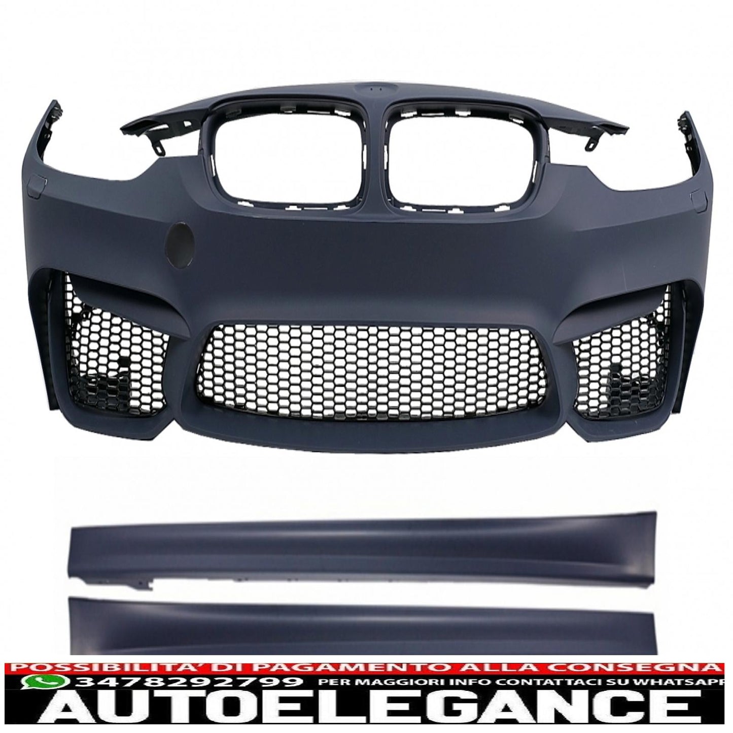 paraurti anteriore adatto per bmw serie 3 f30 f31 (2011-2019) con minigonne laterali design m3