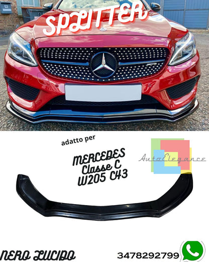 Splitter Anteriore MERCEDES Classe C W205 C43 AMG Berlina-Station Wagon 2016-2018 Con ABE TÜV