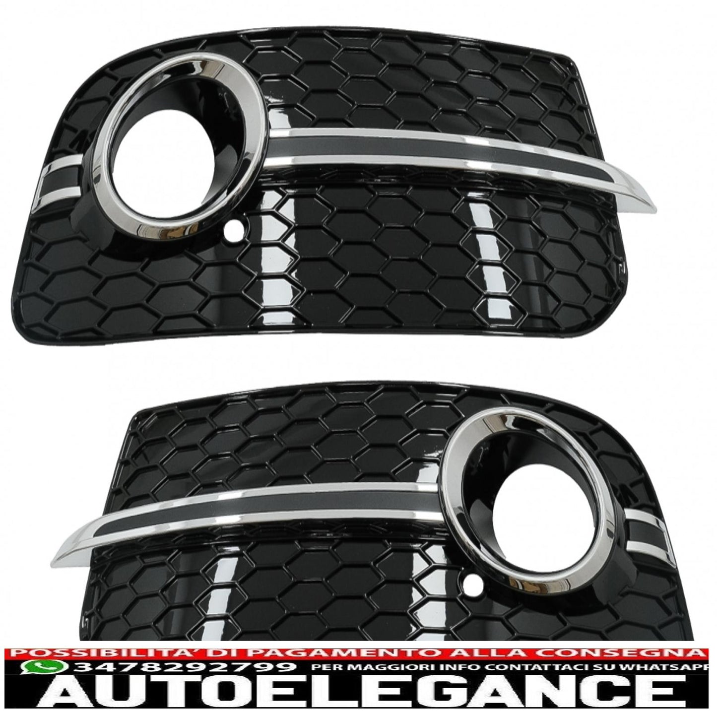 Copri fendinebbia griglie laterali adatto per audi q5 suv 8r facelift (2012-2016) rs design nero e cromato AUTOELEGANCERICAMBI