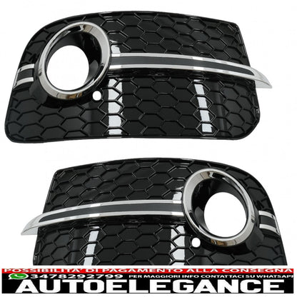 Copri fendinebbia griglie laterali adatto per audi q5 suv 8r facelift (2012-2016) rs design nero e cromato AUTOELEGANCERICAMBI