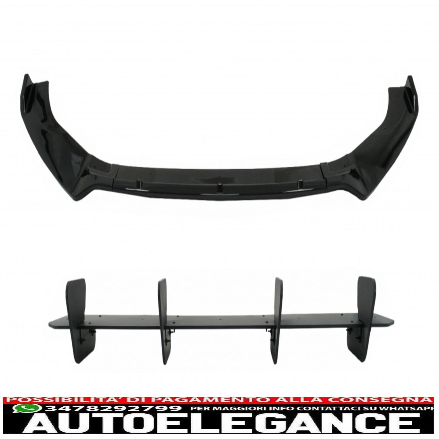 Front Bumper Lip Extension Spoiler with Rear Bumper Extension Splitter Fit for VW Golf 7.5 GTI (2017-2020) Black 