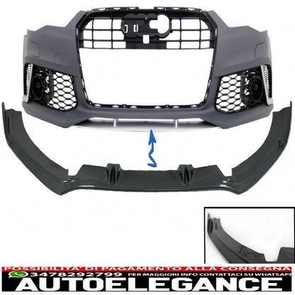 Additional front bumper spoiler suitable for audi a6 c7 4g rs6 (2011-2018) real carbon