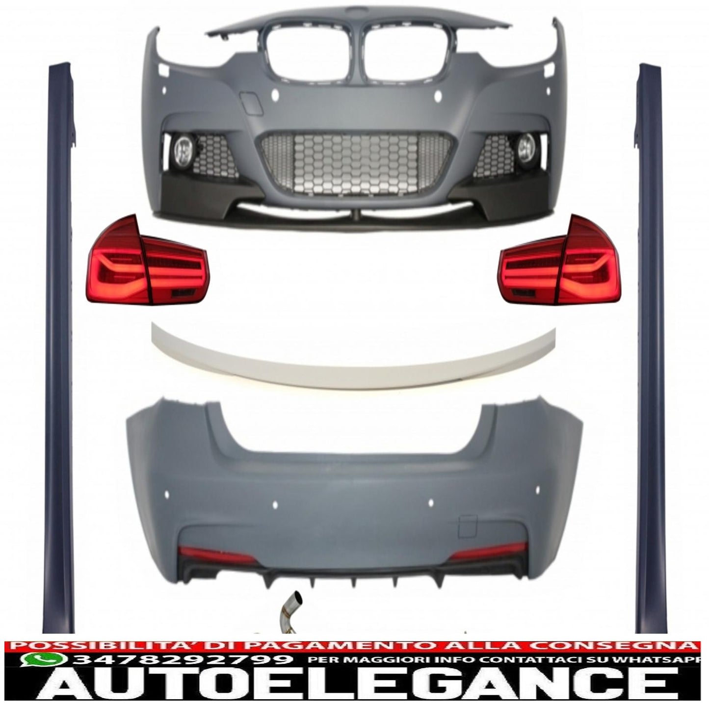 complete body kit suitable for bmw 3 series f30 (2011-2019) with led rear lights dynamic sequential cornering light m-performance design