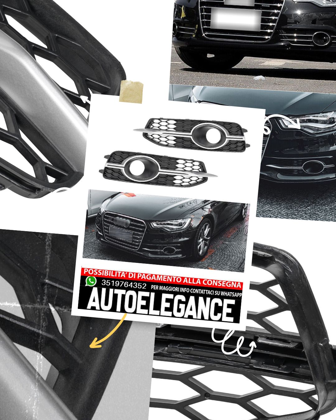 Griglia di ventilazione VA adatta per Audi A6 C7 SOLO S Line S6 ACC FORO 2010-14