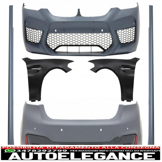 kit carrozzeria completo adatto per limousine BMW Serie 5 G30 (dal 2017 in poi) con parafanghi anteriori design M5 cromati