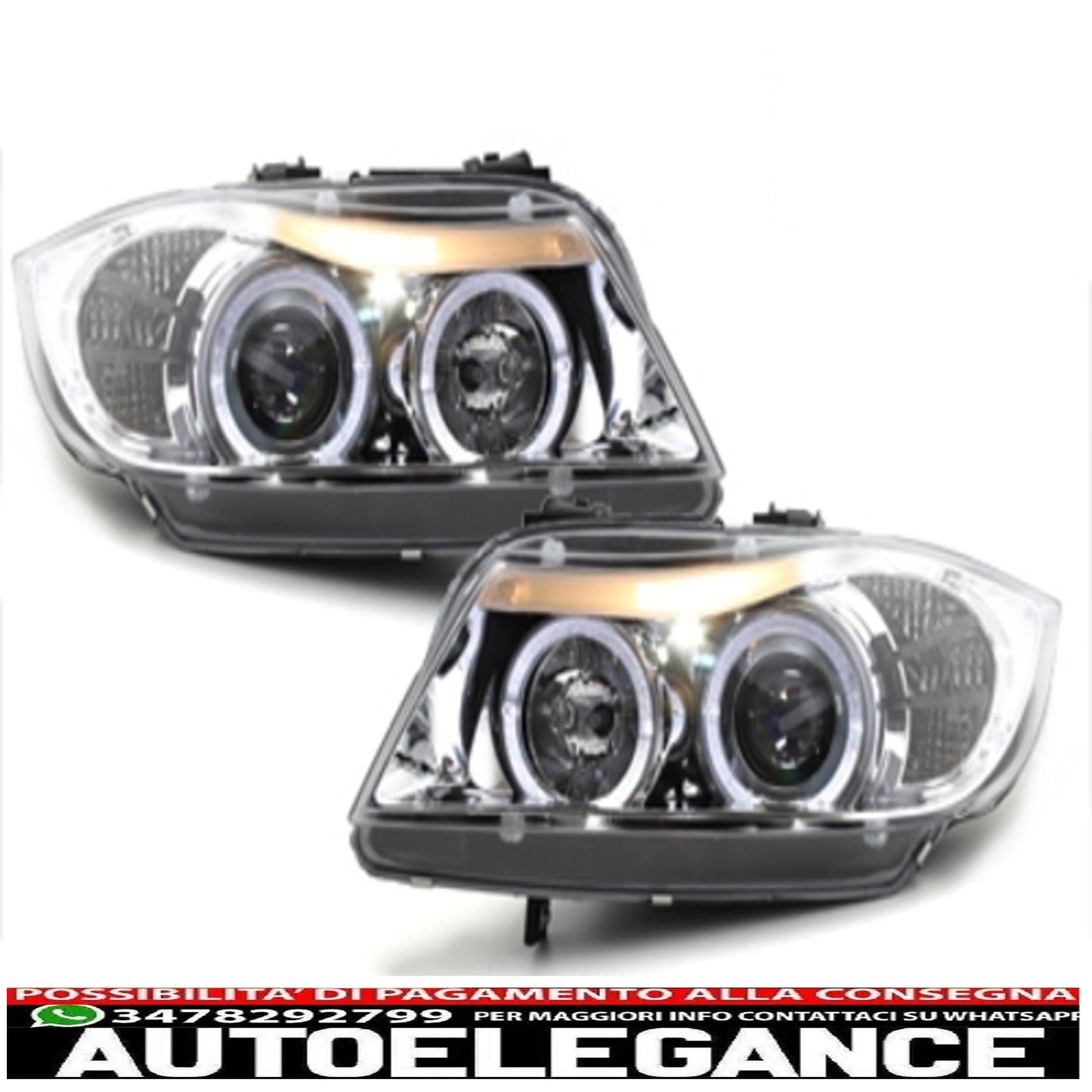 headlights suitable for bmw 3 series e90 e91 (03.2005-08.2008) angel eye 2 halo rings 