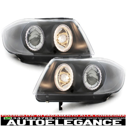headlights suitable for bmw 3 series e90 (2005-2008) angel eye 2 black halo rims