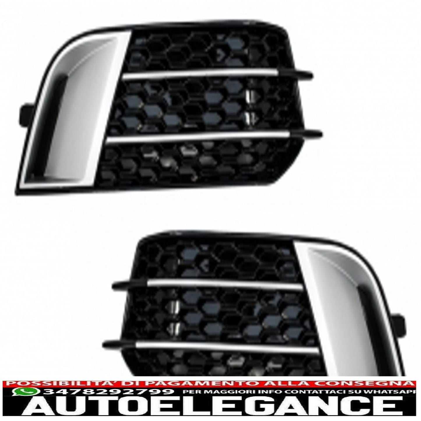 griglie laterali coperture fendinebbia adatte per audi a1 8x (2010-2015) rs1 design nero con inserti in alluminio spazzolato