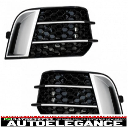 griglie laterali coperture fendinebbia adatte per audi a1 8x (2010-2015) rs1 design nero con inserti in alluminio spazzolato