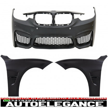 paraurti anteriore adatto per bmw serie 3 f30 f31 non lci e lci (2011-2018) con parafanghi anteriori m3 sport design evo