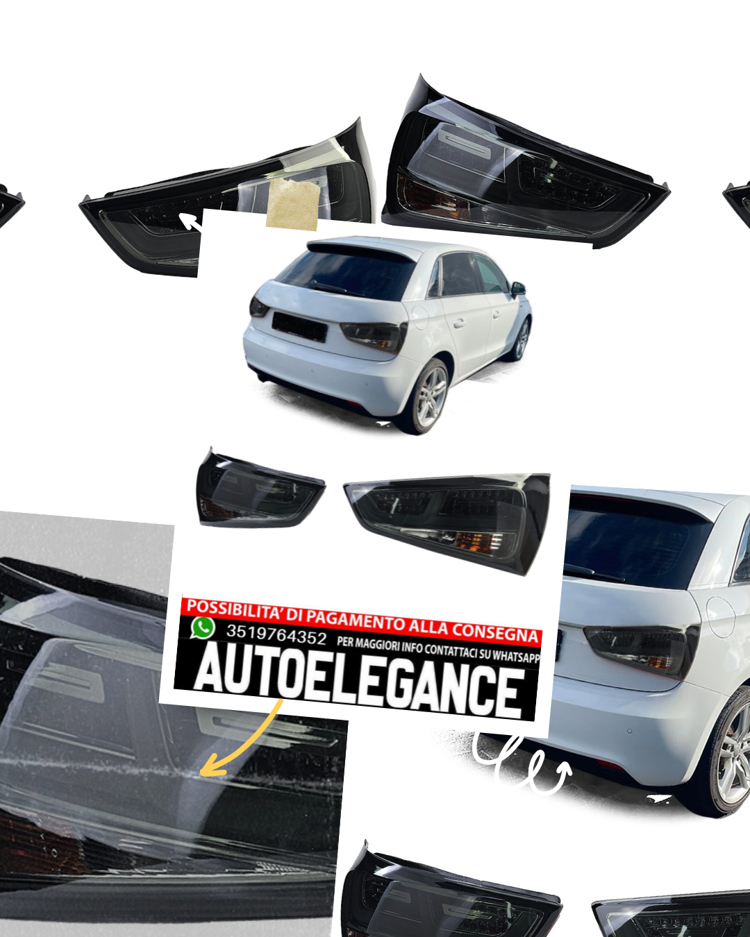 Fanali posteriori a LED Barra Luminosa Nera per Audi A1 8X anche Sportback 10-15