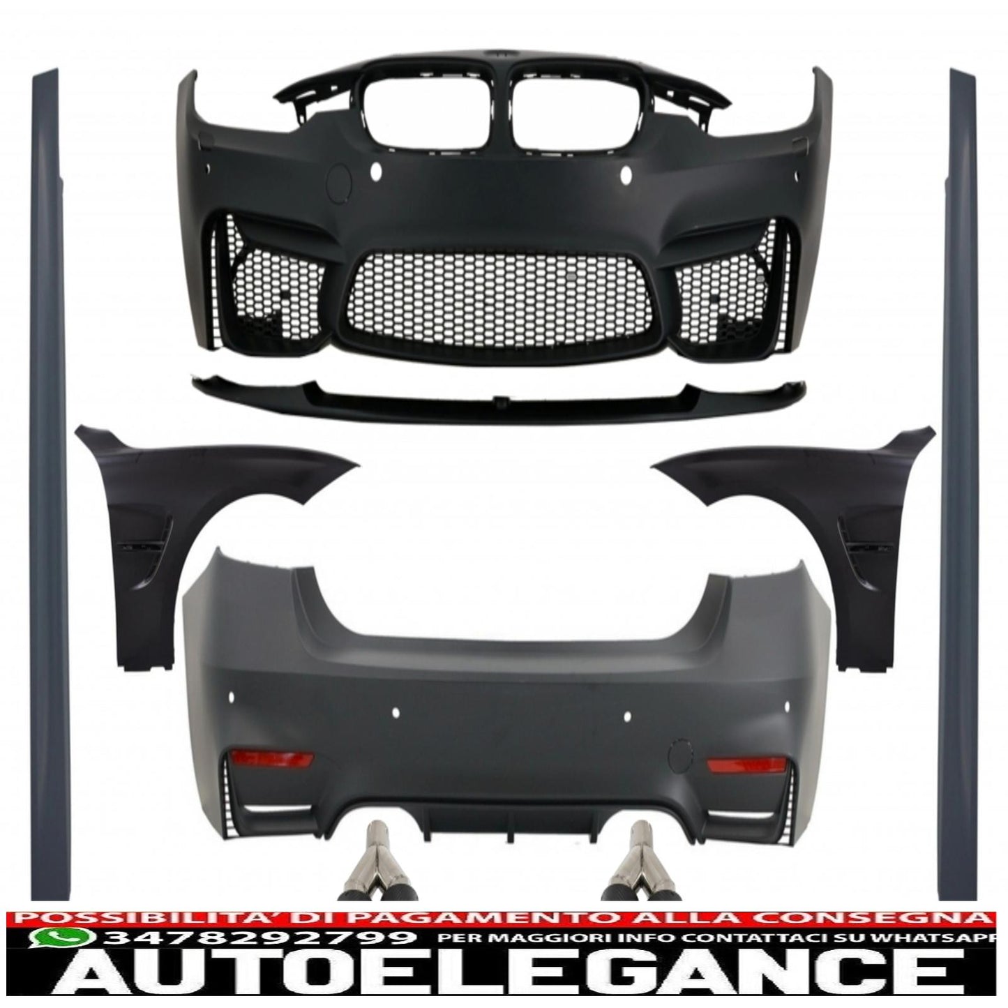 body kit with black front fenders suitable for bmw f30 (2011-2019) evo ii m3 cs style without fog lights