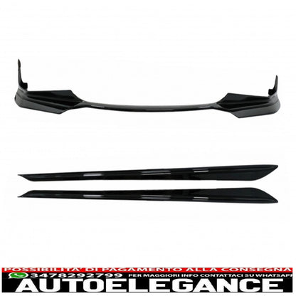 Labbro spoiler paraurti anteriore adatto per BMW serie 3 G20 berlina G21 Touring (2018-up) con estensione minigonne laterali M Sport Piano Black