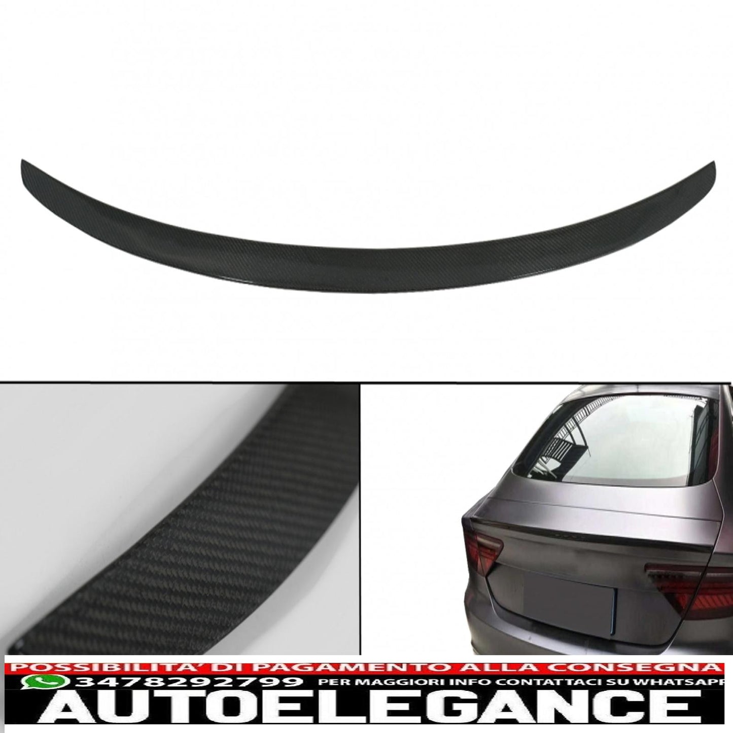 Trunk lid spoiler suitable for audi a7 4g8 s7 rs7 (2011-2017) real carbon 