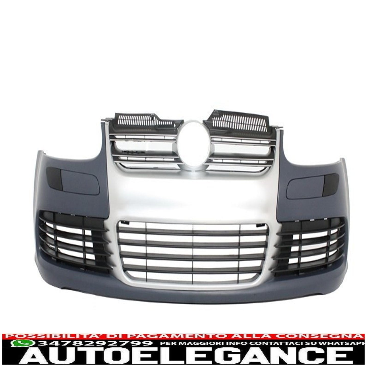 Front bumper suitable for vw golf v 5 (2003-2007) jetta (2005-2010) grille look r32 in brushed aluminum