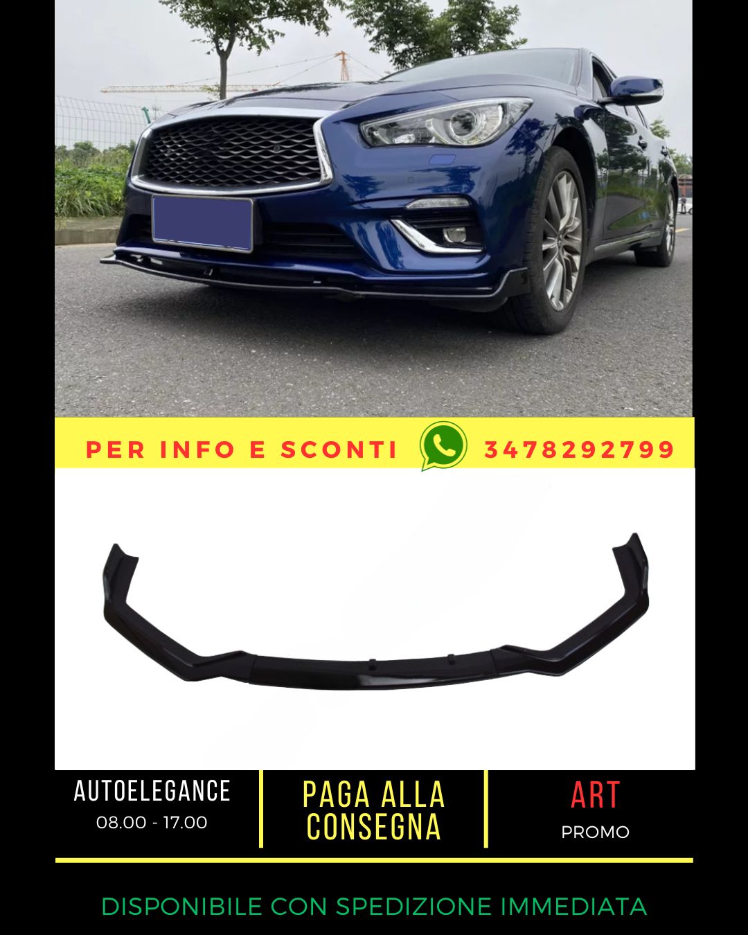 ✨SPLITTER NERO LUCIDO ADATTO PER Infiniti Q50 2018-2021✨