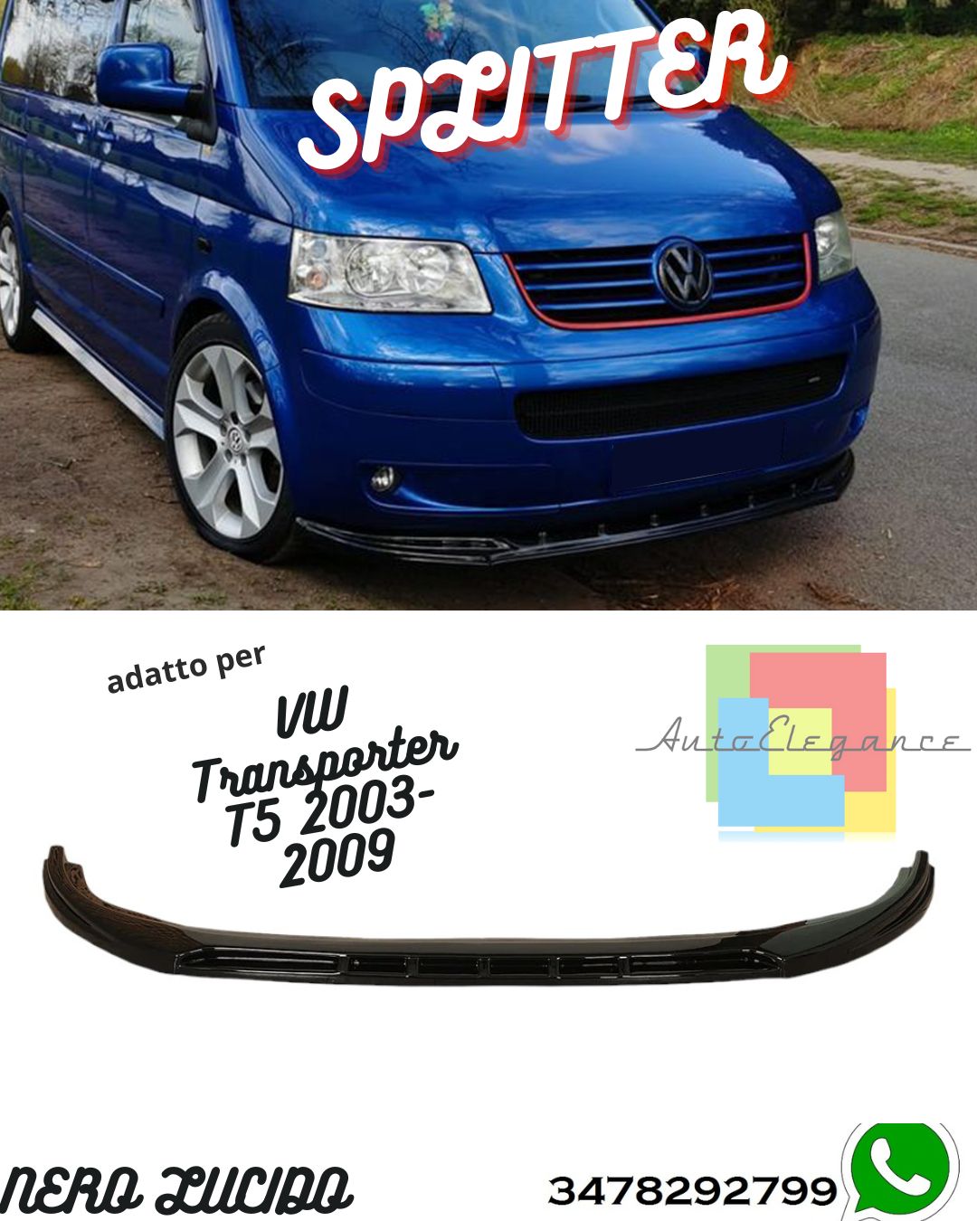 Front splitter VOLKSWAGEN Transporter T5 2003-2009 with TÜV ABE 