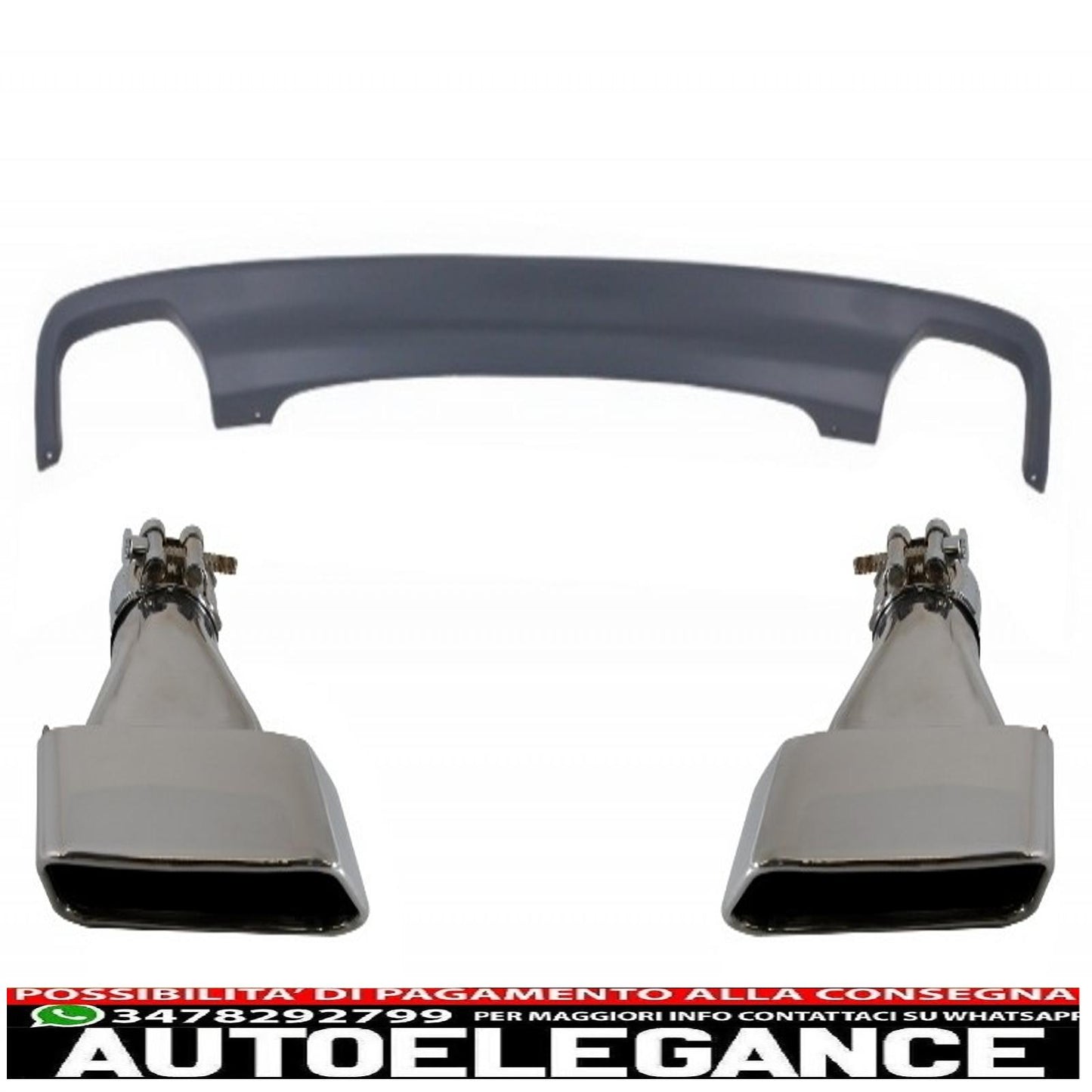 diffusore d'aria a doppia uscita adatto per bmw f10 f11 berlina touring serie 5 (2011-2017) 550i design con terminali di scarico quadrati