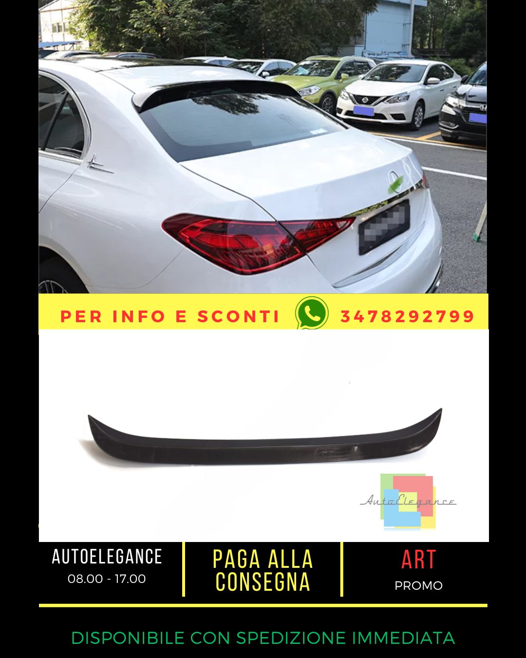 🔥GLOSSY BLACK SPOILER suitable FOR Mercedes C class W206 2021+ Sedan🔥 