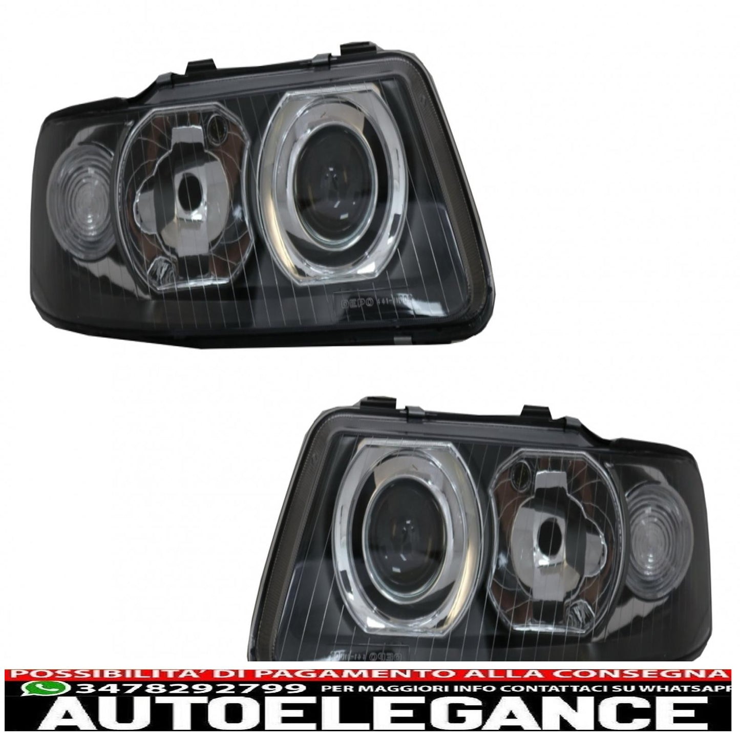 headlights suitable for audi a3 8l (09.2000-2003) black monoblock design 