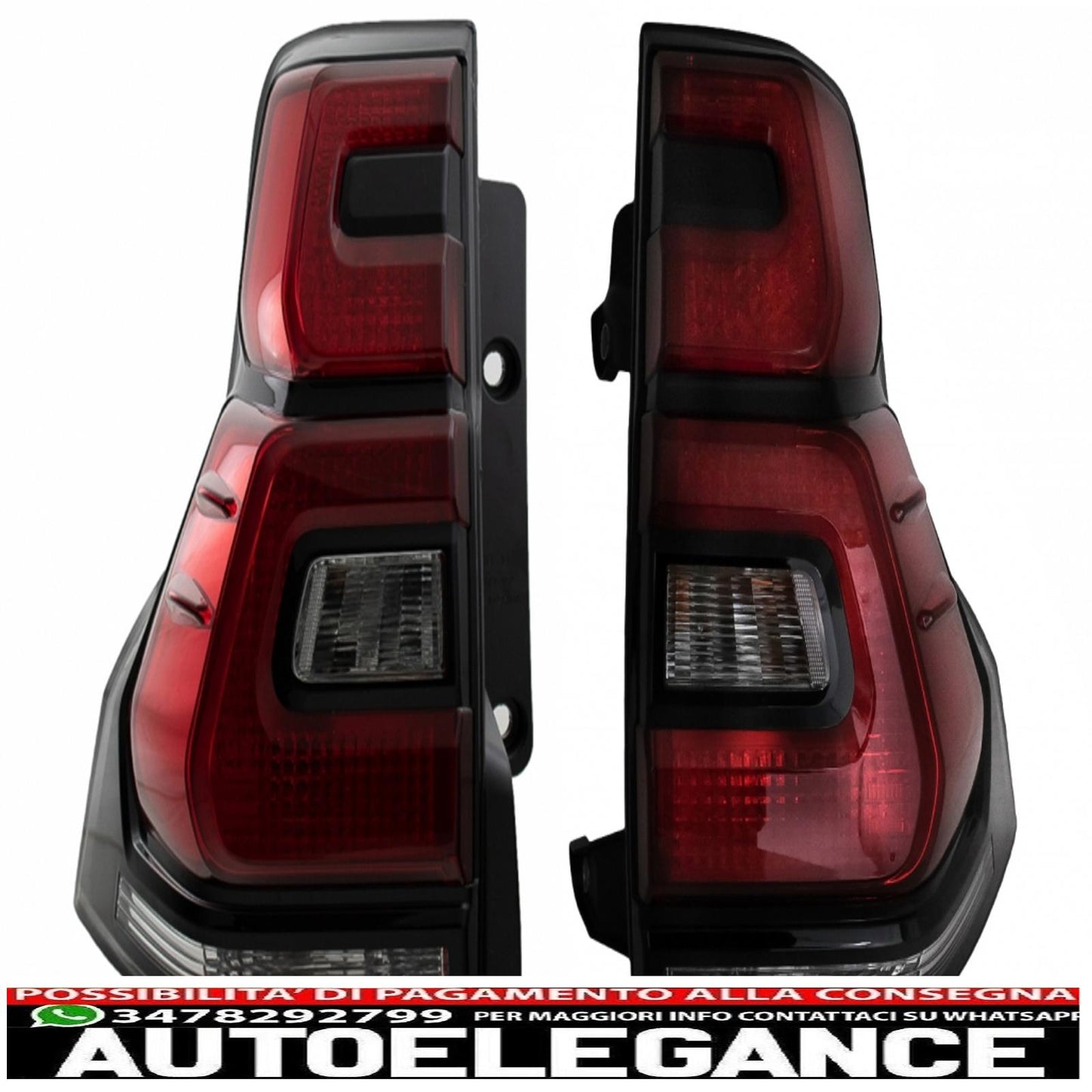 led tail lights suitable for toyota land cruiser fj150 prado (2010-2018) red transparent light bar design (2018+)