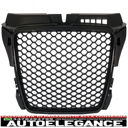 griglia anteriore senza badge adatta per audi a3 8p facelift (2007-2012) rs design piano black