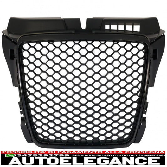 front grille without badge suitable for audi a3 8p facelift (2007-2012) rs design piano black