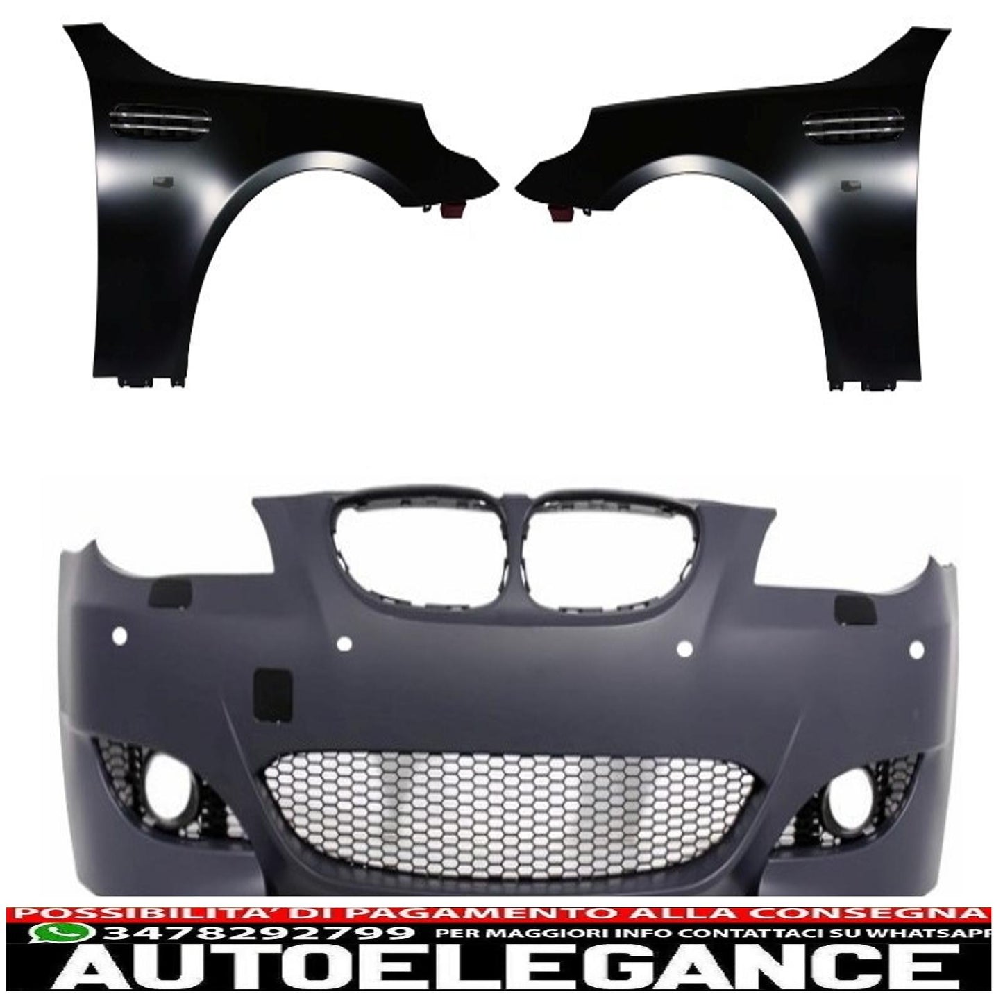 paraurti anteriore con parafanghi anteriori adatto per bmw serie 5 e60 e61 berlina touring (2003-2007) design m5