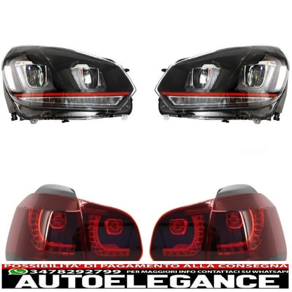 headlights suitable for vw golf 6 vi (2008-2013) golf 7 3d led drl u-design gti with full led rear lights r20 