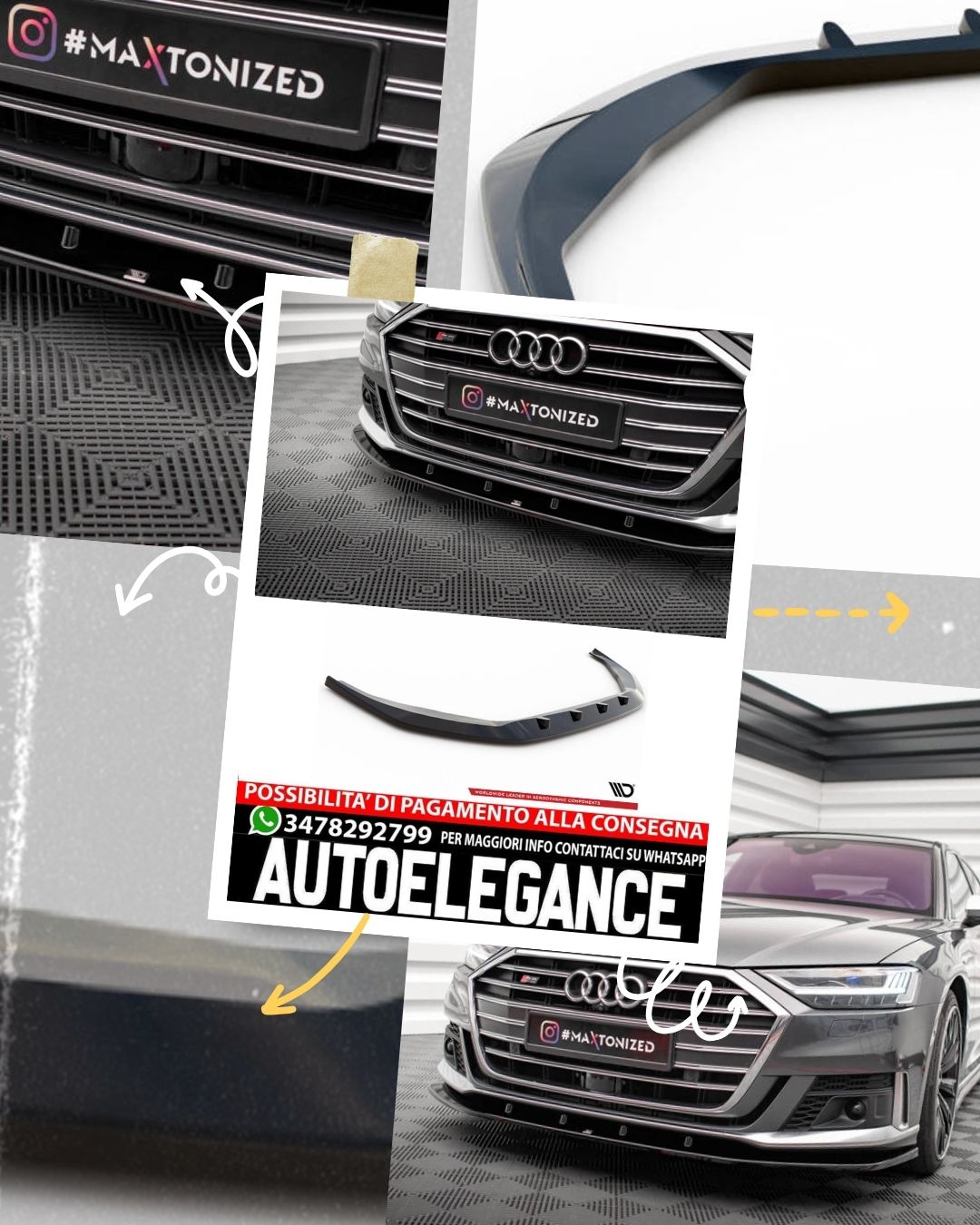 SPLITTER ANTERIORE ADATTO PER V.2 AUDI S8 / A8 S-LINE D5 (2019-2021)