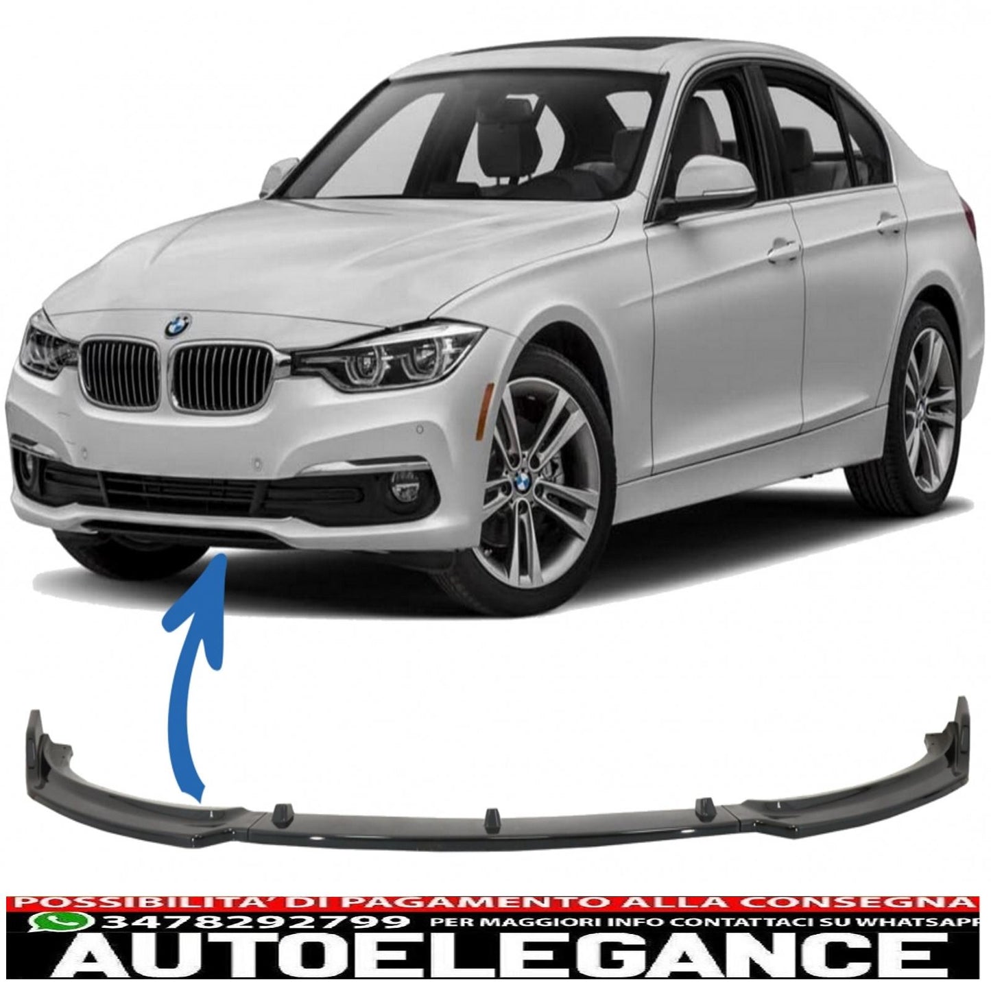 Front Bumper Spoiler Suitable for BMW 3 Series F30 Sedan F31 Touring (2011-2019) Standard Bumper Piano Black Edition