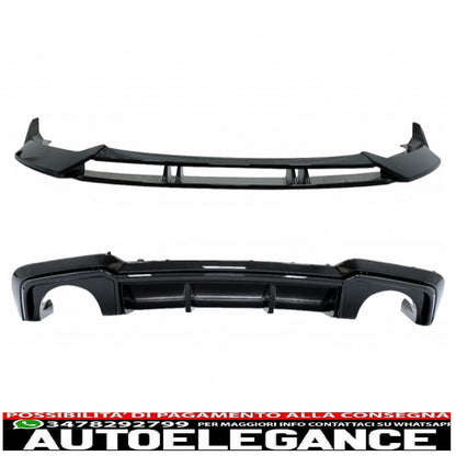 Rear bumper valance diffuser with additional front bumper spoiler suitable for audi a3 8v facelift (2017-2019) sedan cabrio rs3 only bumper design s-line piano black