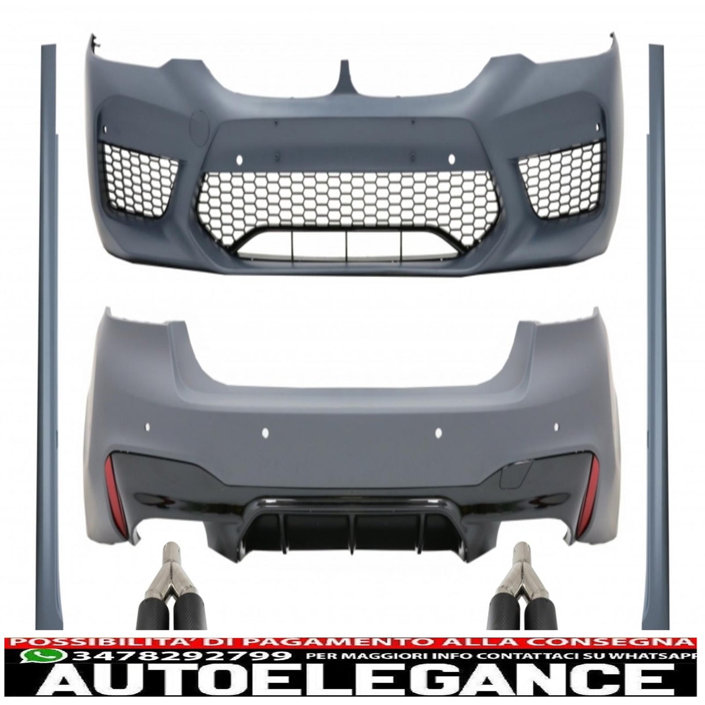 body kit suitable for bmw 5 series g30 (2017-up) m5 design with double dual exhaust tips in matt carbon fiber
