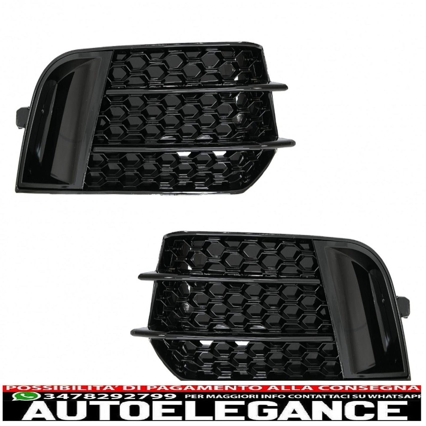 side grills fog light covers suitable for audi a1 8x (2010-2015) rs1 piano black design 