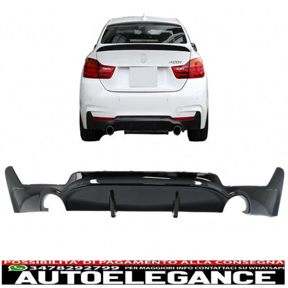 Rear Bumper Diffuser Suitable For BMW F32 F33 F36 (2013-) Coupe Cabrio 4 Series M Performance Design Double Single Outlet Piano Black
