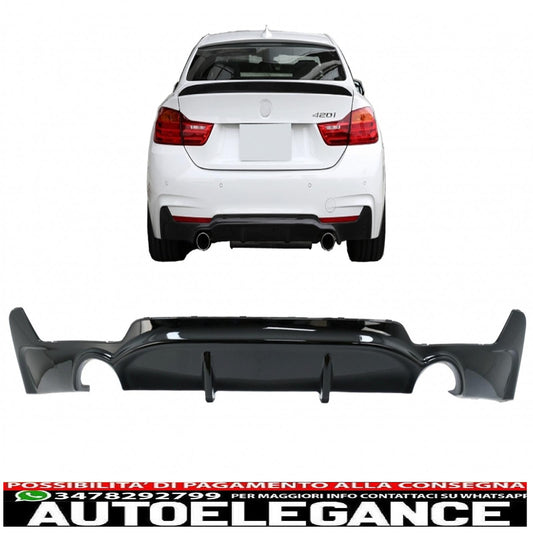 Rear Bumper Diffuser Suitable For BMW F32 F33 F36 (2013-) Coupe Cabrio 4 Series M Performance Design Double Single Outlet Piano Black