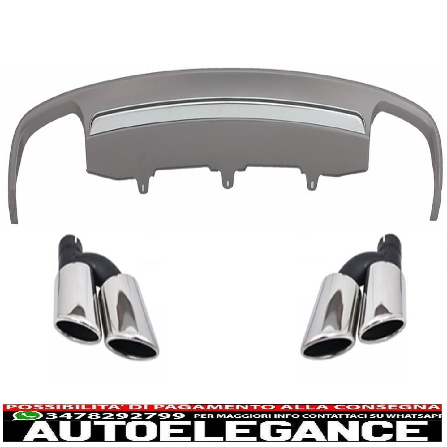 Diffusore d'aria per mantovana paraurti posteriore con terminali di scarico adatti per audi a6 4g (2012-2015) design s6