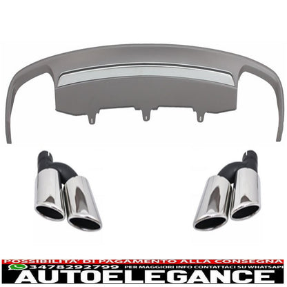 Diffusore d'aria per mantovana paraurti posteriore con terminali di scarico adatti per audi a6 4g (2012-2015) design s6