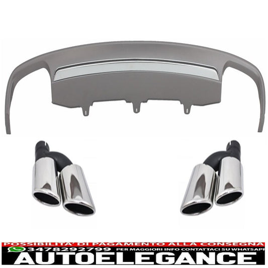 Diffusore d'aria per mantovana paraurti posteriore con terminali di scarico adatti per audi a6 4g (2012-2015) design s6