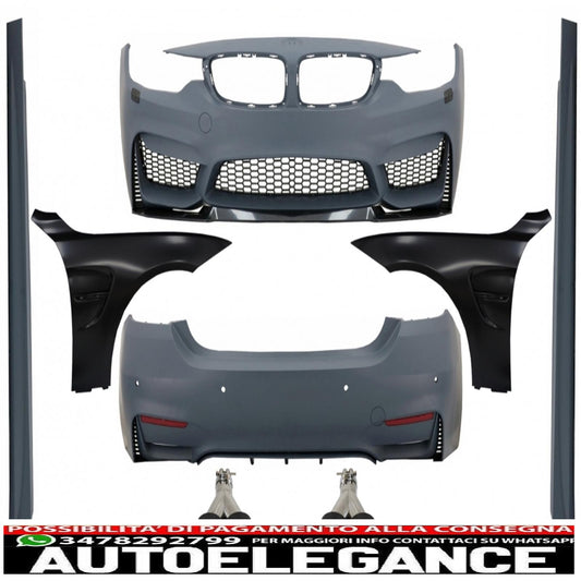 kit carrozzeria completo adatto per bmw serie 4 f32 f33 coupé cabrio (2013-2017) con parafanghi anteriori e doppi terminali di scarico in fibra di carbonio m4 design