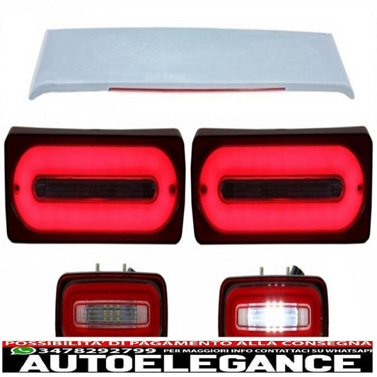 fanali posteriori full led barra luminosa luci di svolta sequenziali dinamiche rosse con fendinebbia e spoiler sul tetto adatti per mercedes benz classe g w463 (1989-2015)