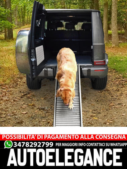Rampa per cani per auto Aiuto all'ingresso antiscivolo pieghevole grigio 155x40cm a 90Kg