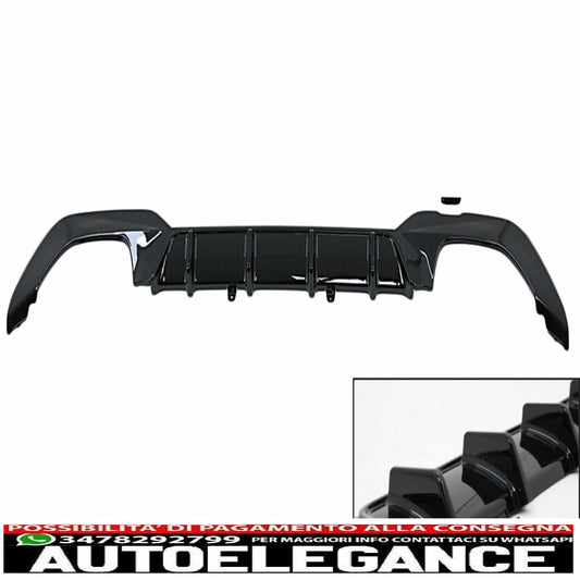 Diffusore mantovana per paraurti posteriore adatto per BMW Serie 3 G20 G28 Berlina G21 Touring (2018-up) M340i Design Nero