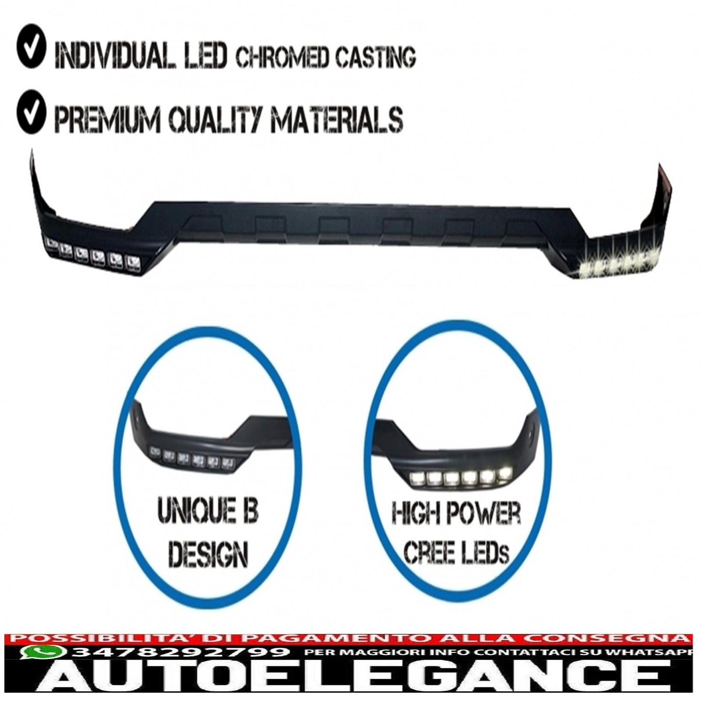 Front bumper spoiler led drl extension suitable for mercedes g class w463 (1989-2017)