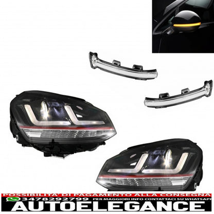 Fari osram full led con indicatori dinamici a specchio adatti per vw golf 7 vii (2012-2017) red gti upgrade xenon e alogena
