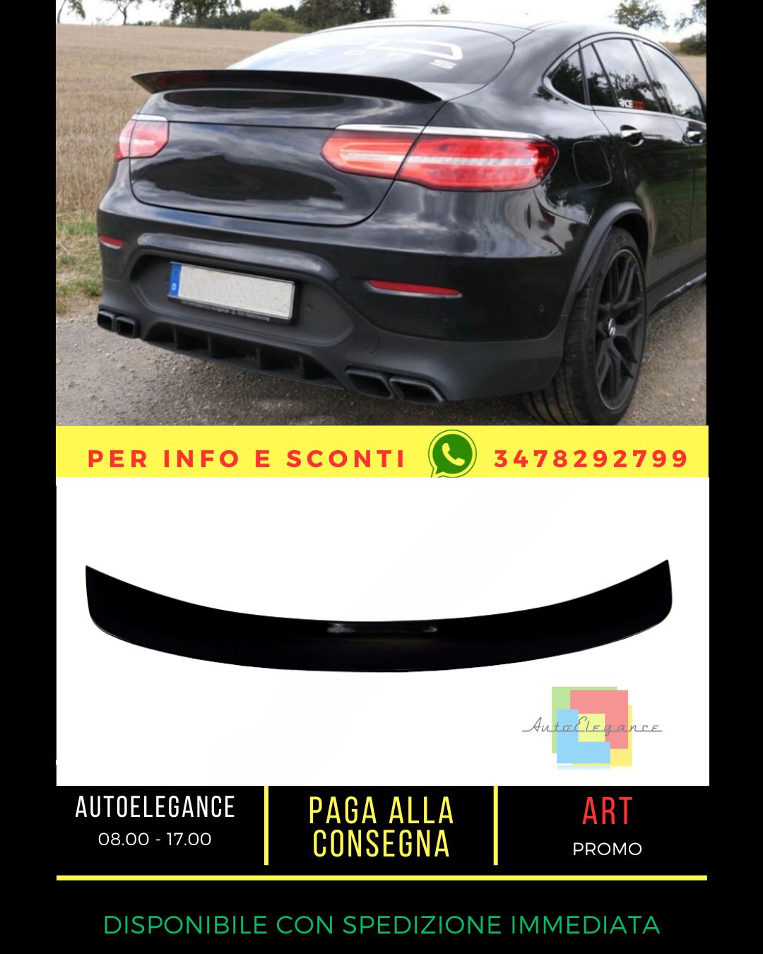 🔥GLOSSY BLACK SPOILER SUITABLE FOR Mercedes GLC C253 2016+ Coupe🔥